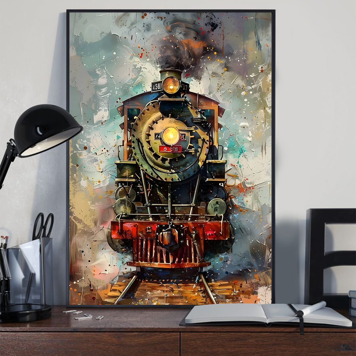 Railspirit Long Tail Canvas Vintage Locomotive Train Art Style Room Home Decor for Train Lovers