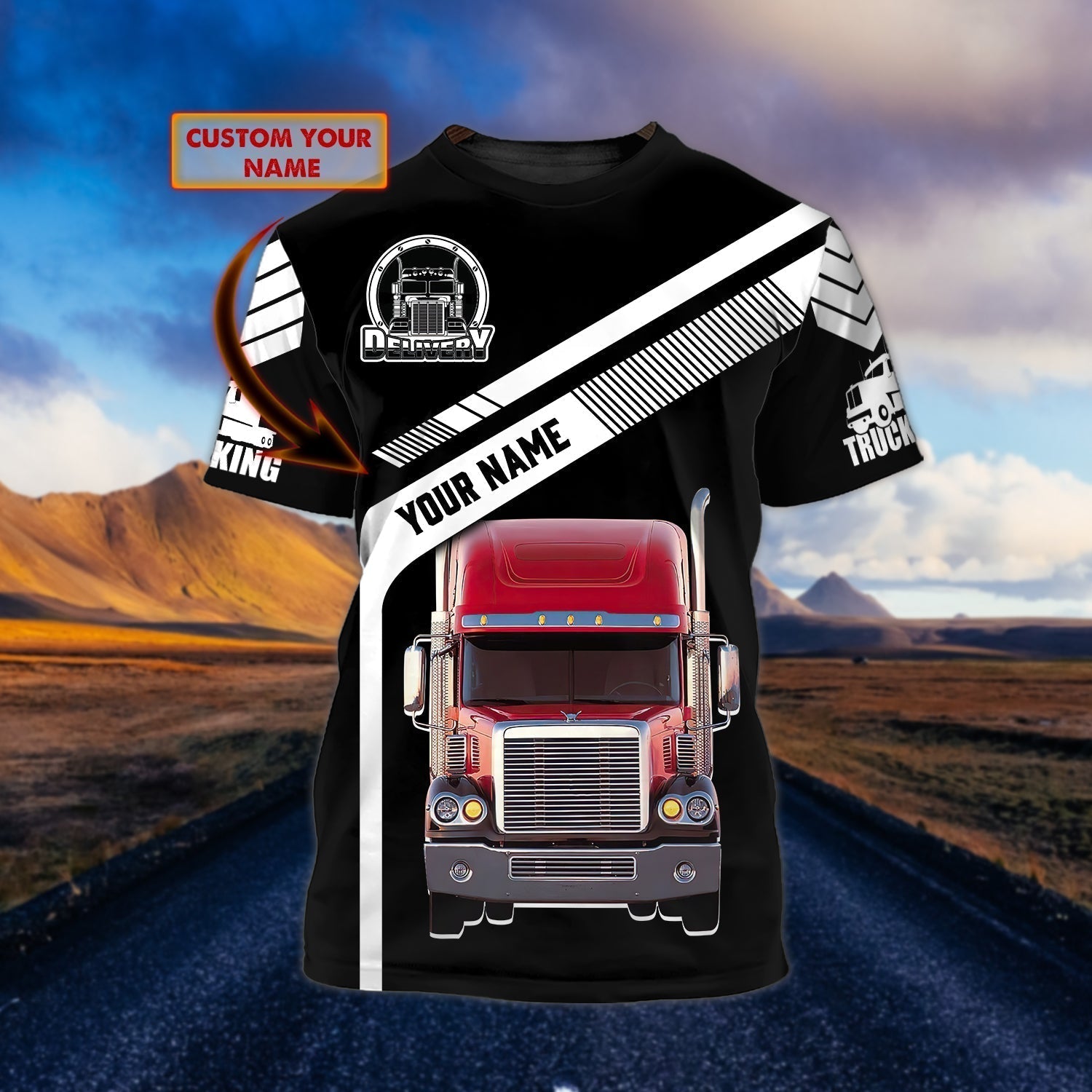 Customized Big Trucker T Shirt, Truck Driver Tee Shirt For Him, Shirt For Truckers