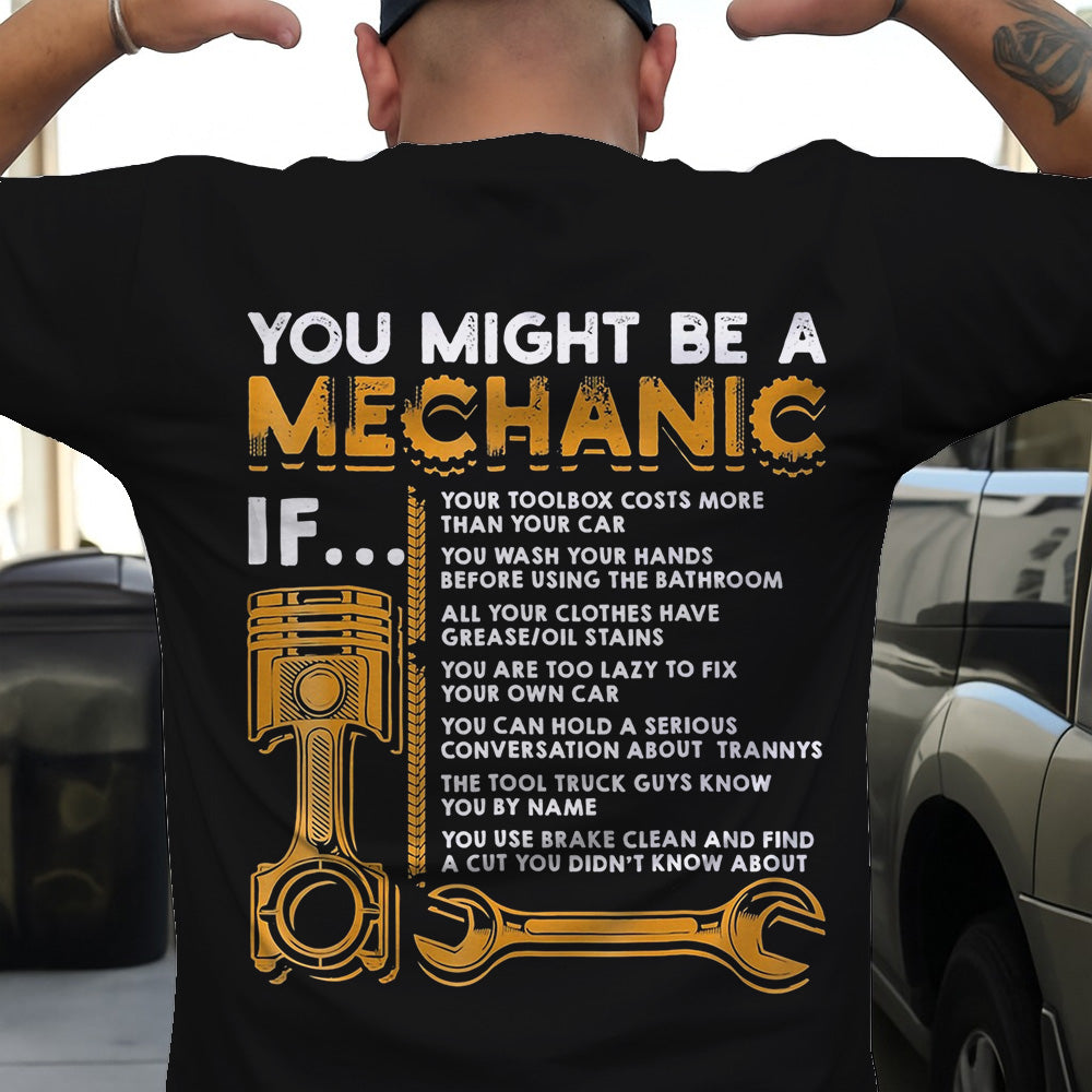 Vintage Mechanic Tool Shirt You Might Be A Mechanic Printed Black Shirt