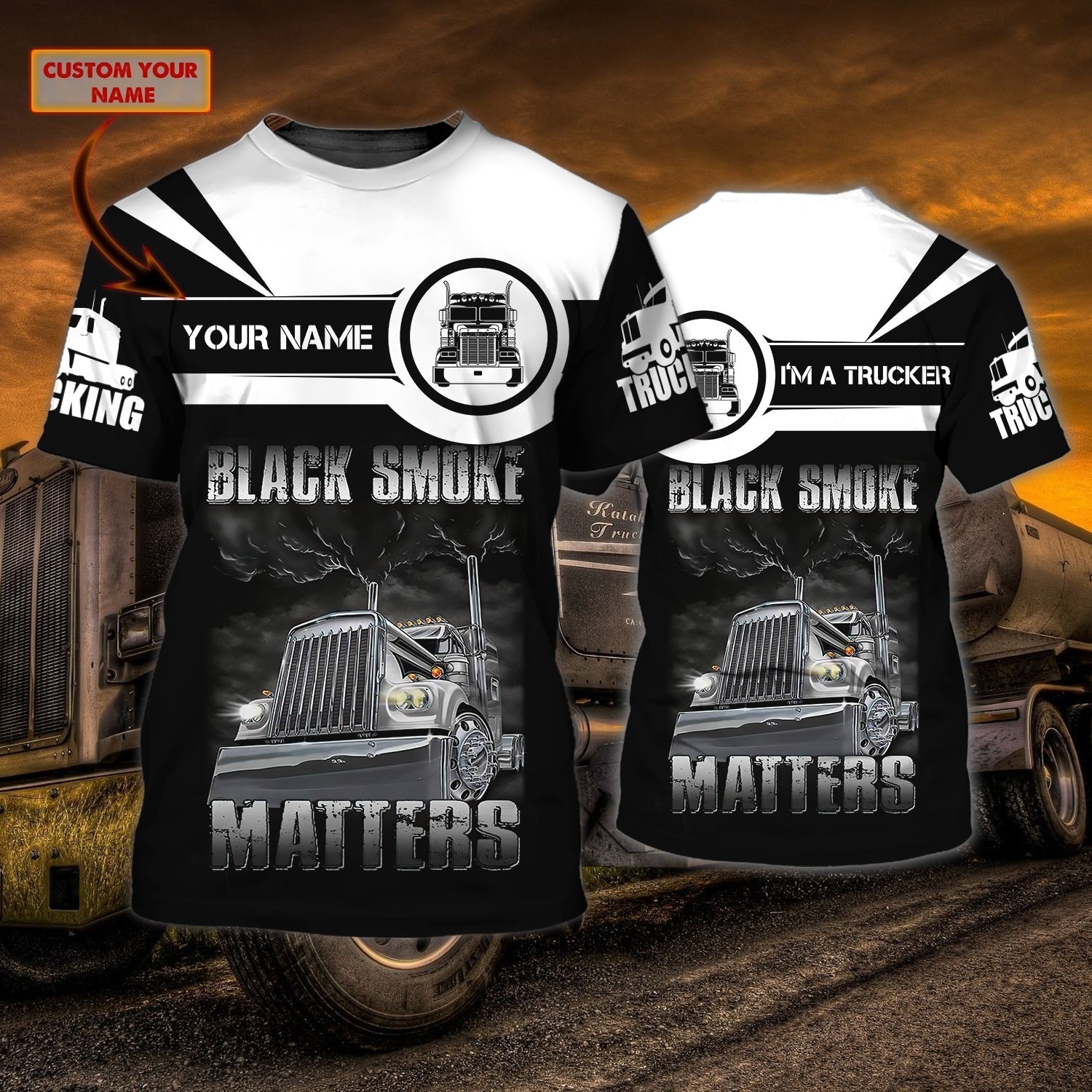 Personalized Truck Driver T Shirt, Black Smoke Matters Gift For Trucker, Gifts For Truck Drivers