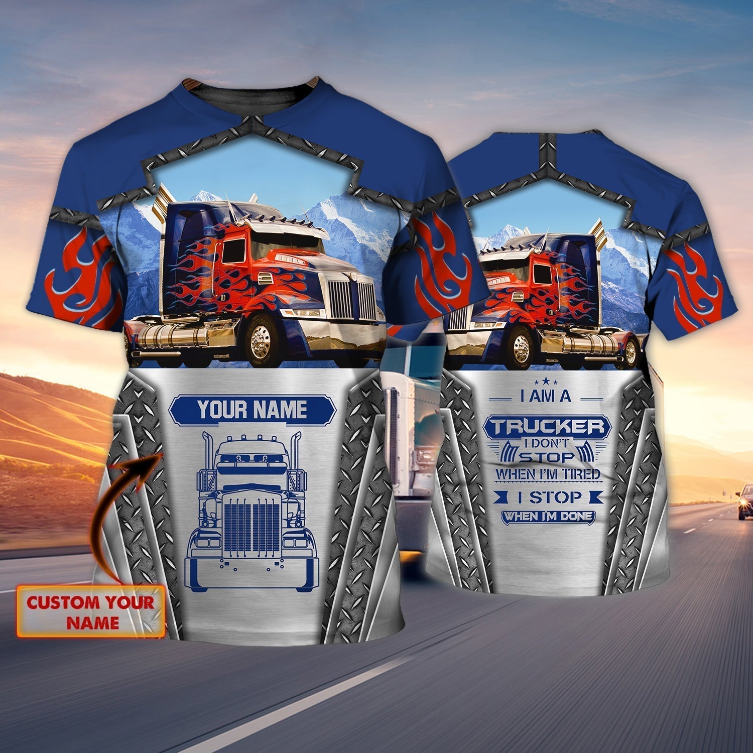 Custom 3D Trucker Shirt, I Stop When I'm Done Trucking Shirts For Men, Shirt Gift For Trucker
