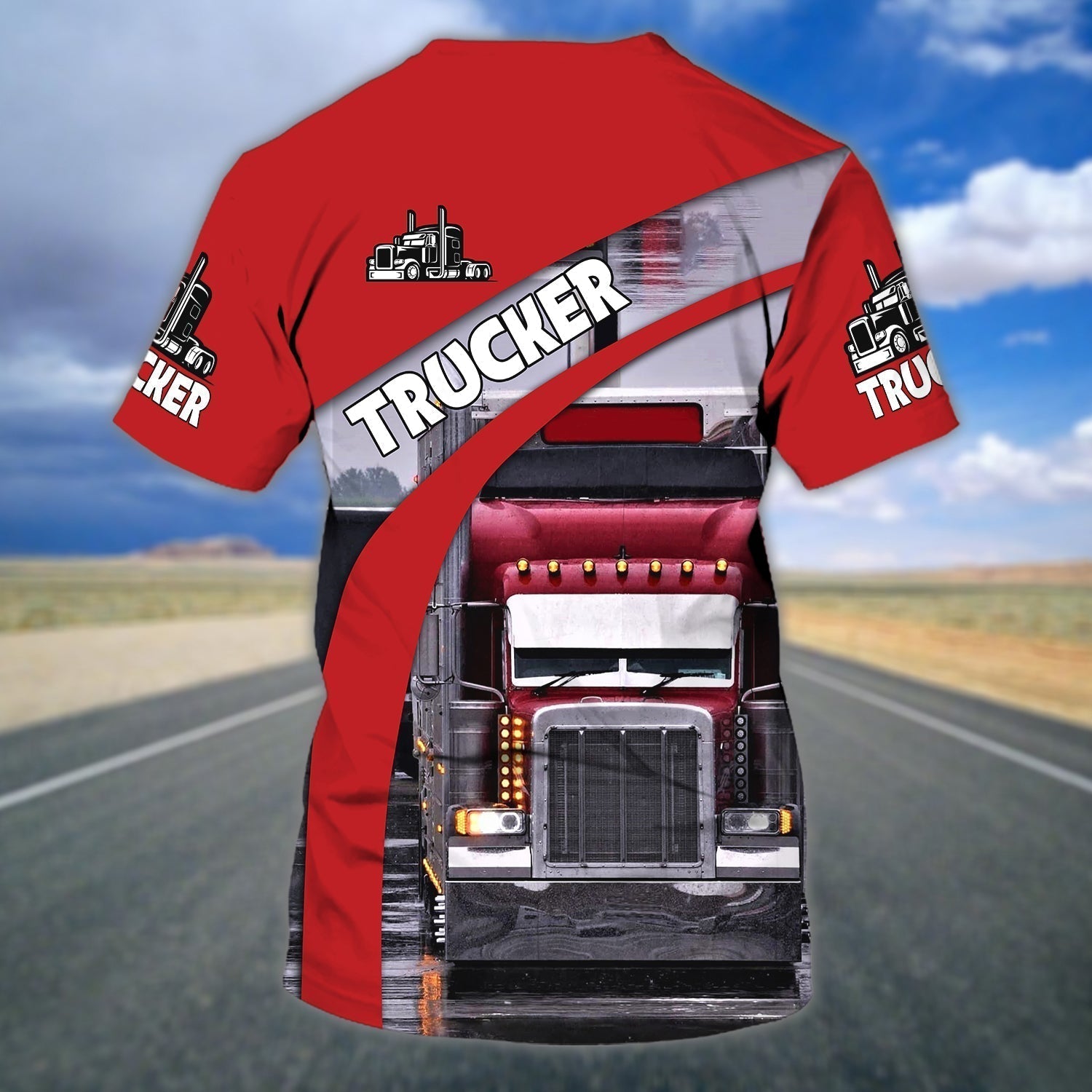 Customized Red Truck T Shirt, Gift For Trucker, Friend Trucker Day Present, Best Shirt For Men
