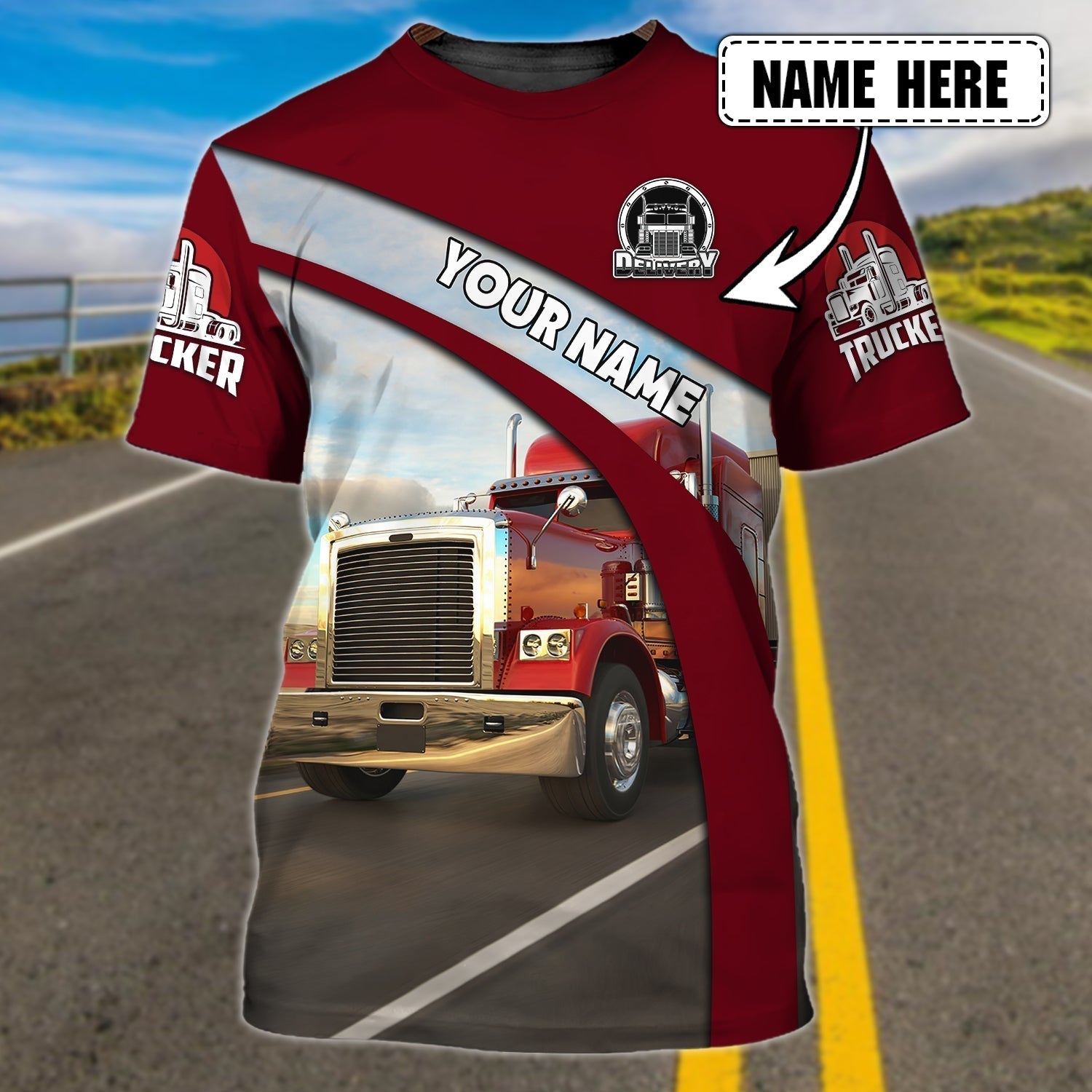 Custom Name 3D Print Truck On Shirt, Trucker T Shirts For Men & Women