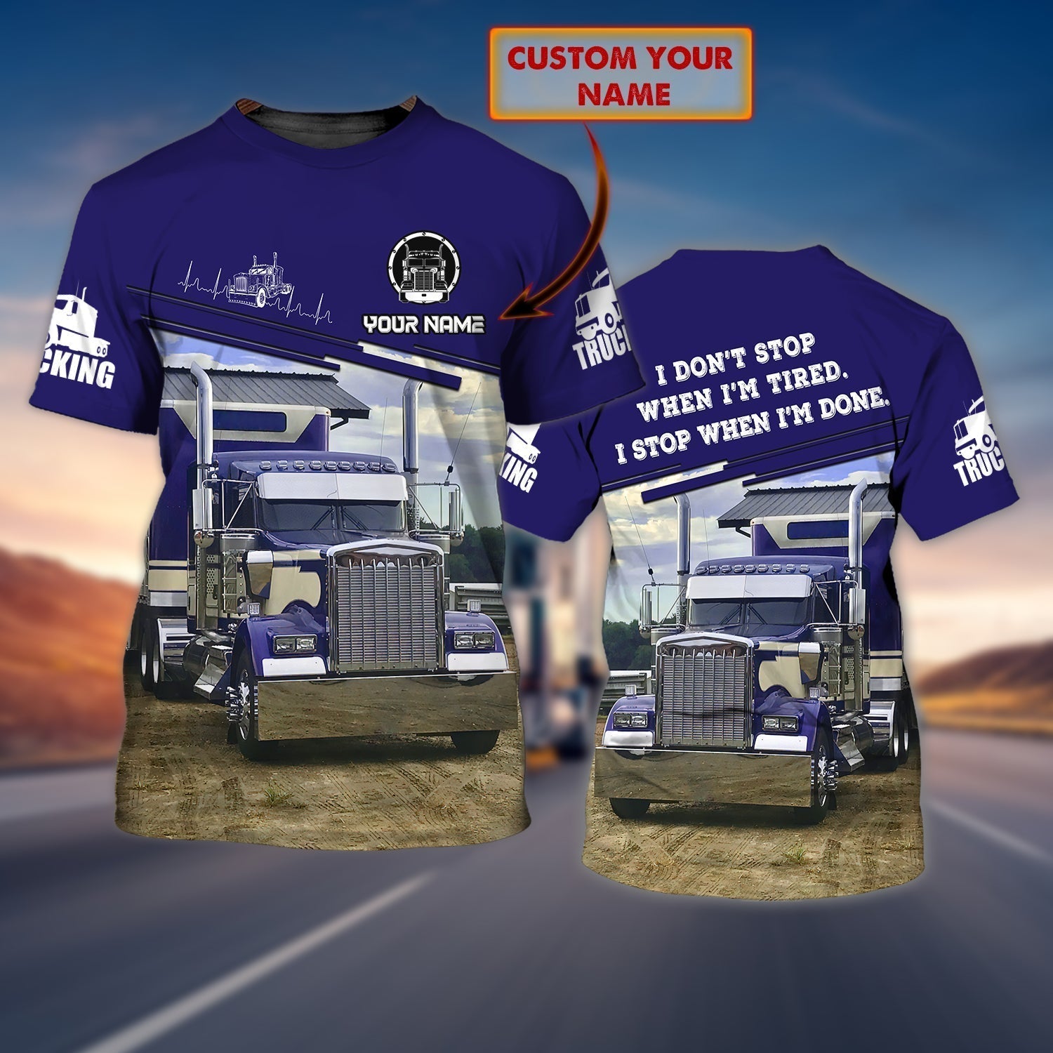 Customized 3D Print Truck On Shirt, Blue Trucker For Man T Shirt, Trucker Uniform Lasfour