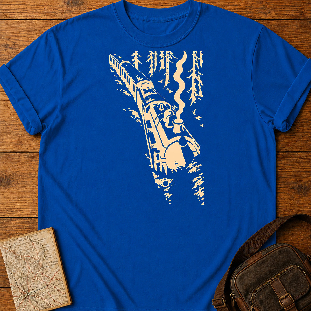Deep Forest Locomotive And Snowy Trails T-shirt