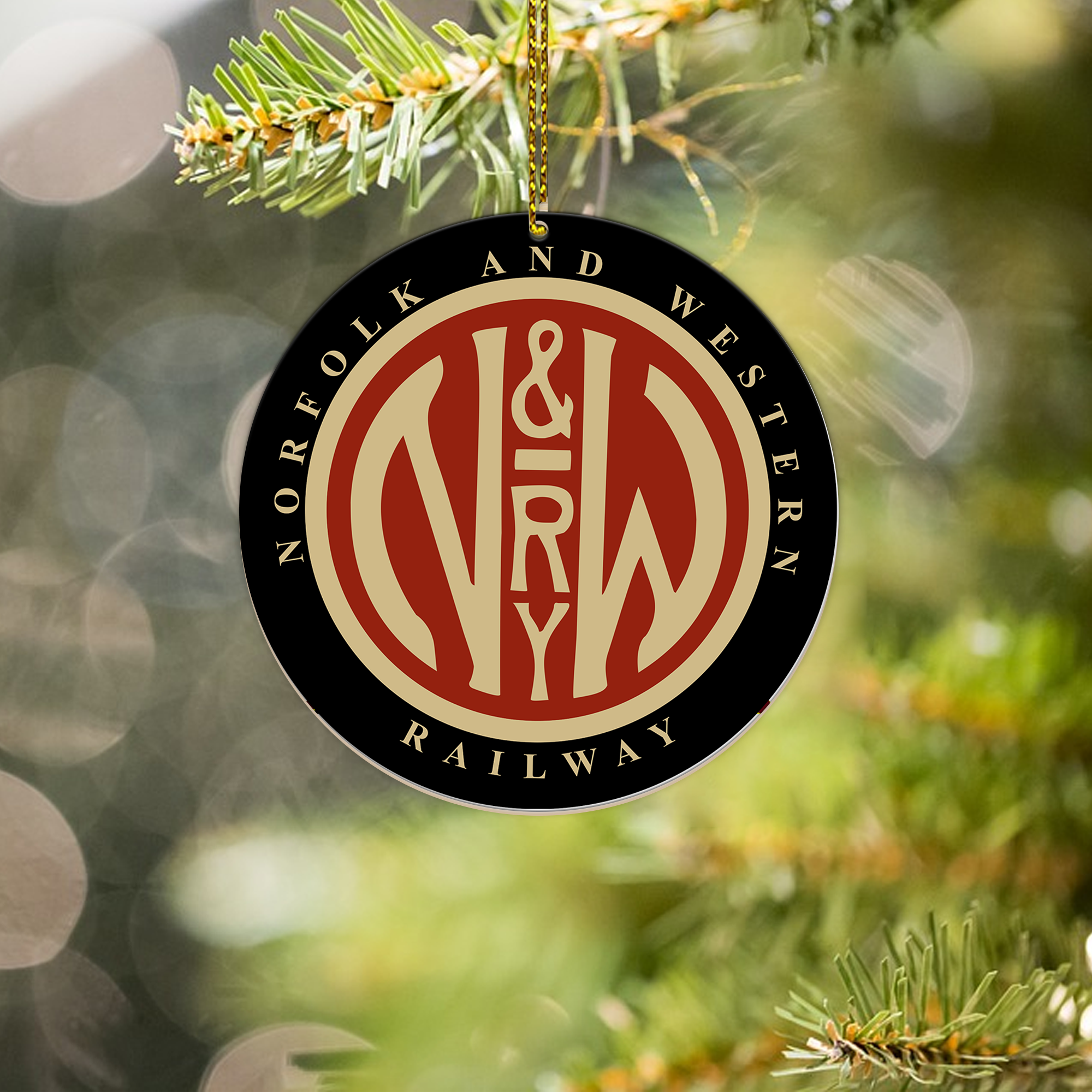 Norfolk and Western Railroad Ornament, Vintage Train Logo Christmas Decoration, Retro Railway Gift for Collectors