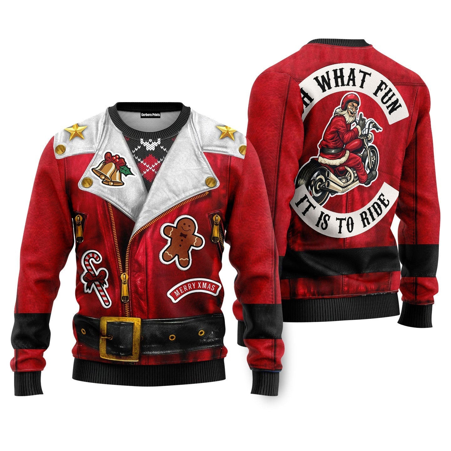 Oh What Fun It Is To Ride Biker Ugly Sweater Partyugly Sweater Ideas- Ugly Christmas Sweater Jumper