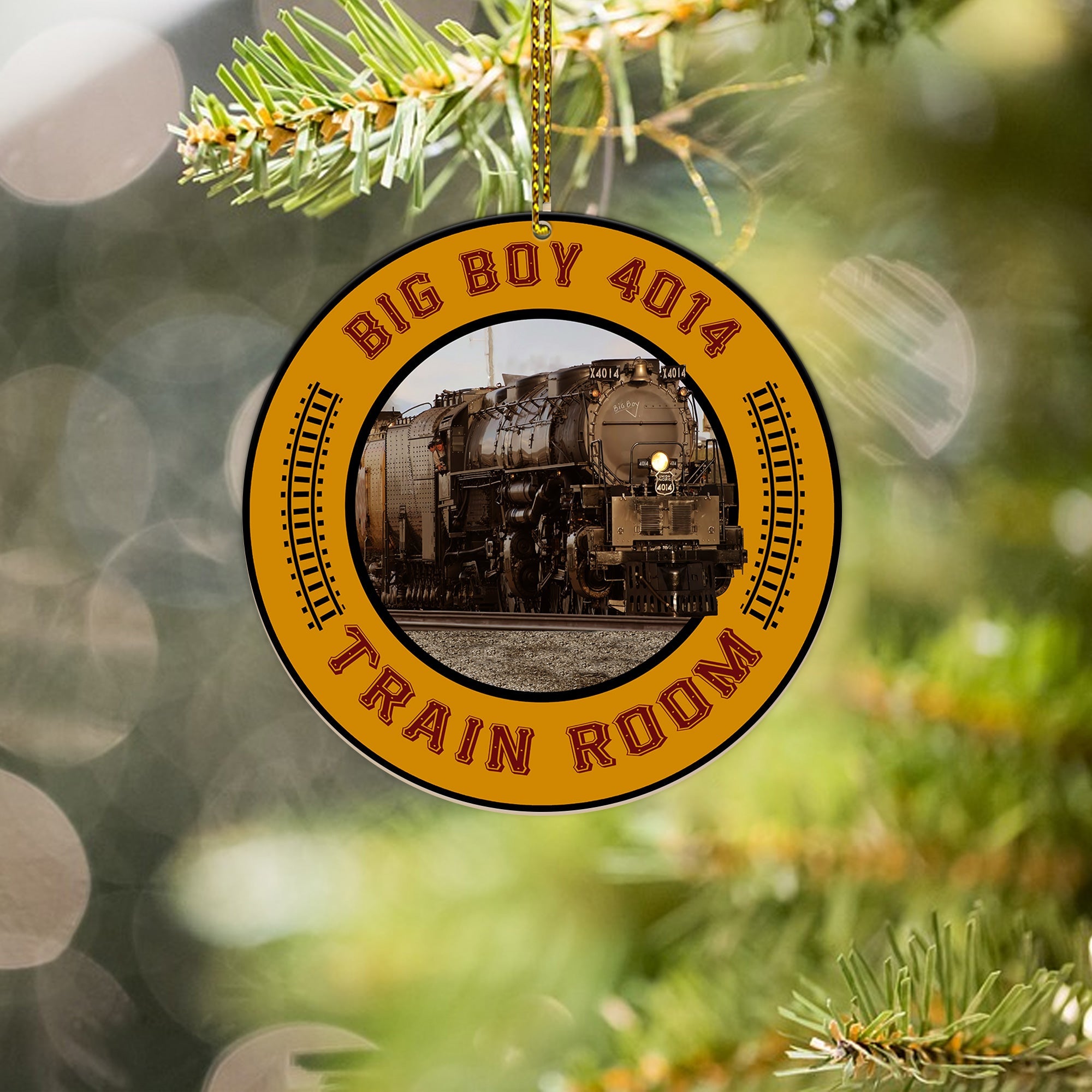 Union Pacific Big Boy 4014 Locomotive Ornament, Personalized Vintage Train Logo Round Christmas Decoration for Fans