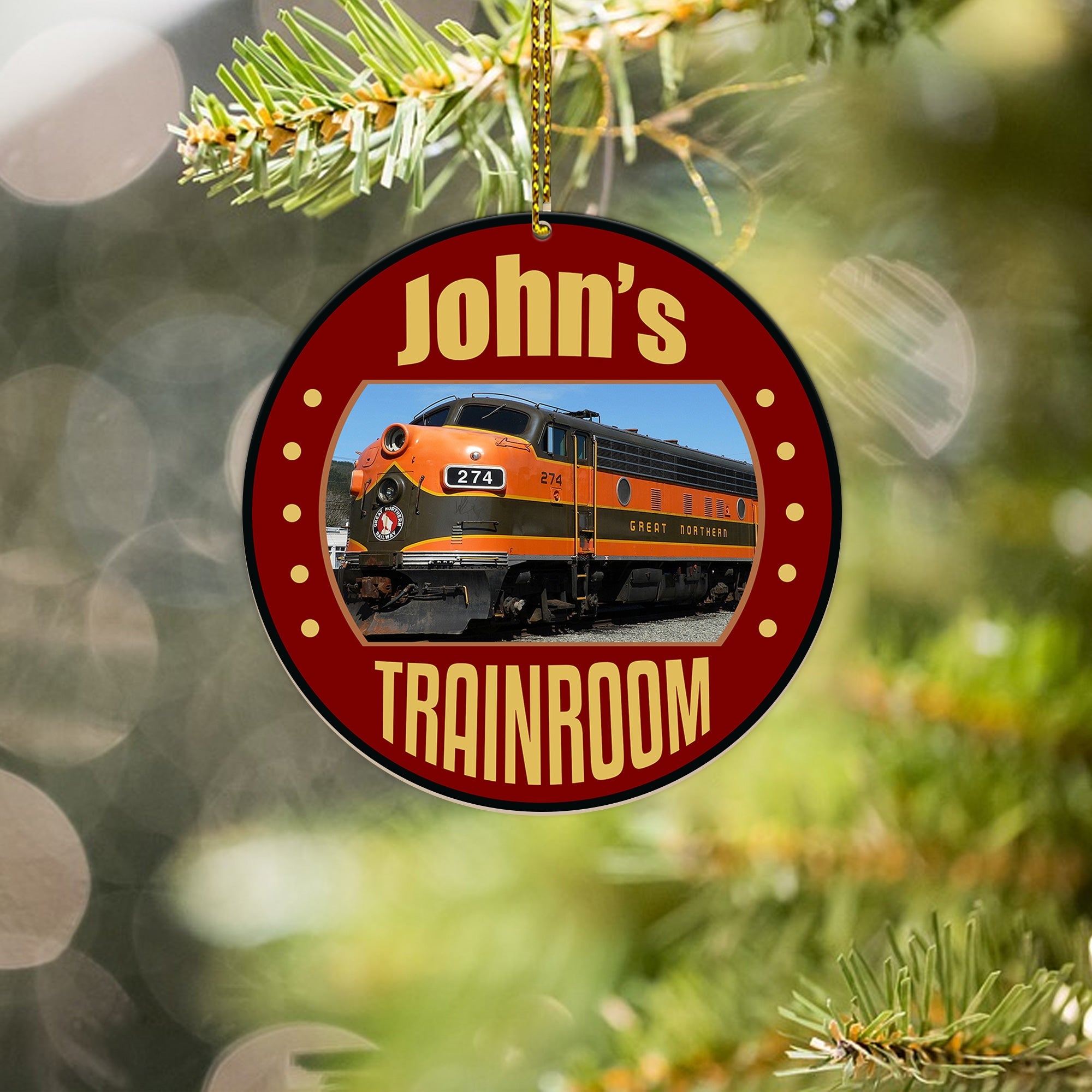 Great Northern Railway Ornament, Personalized Vintage Train Logo Christmas Decoration, Retro Railway Gift for Fans