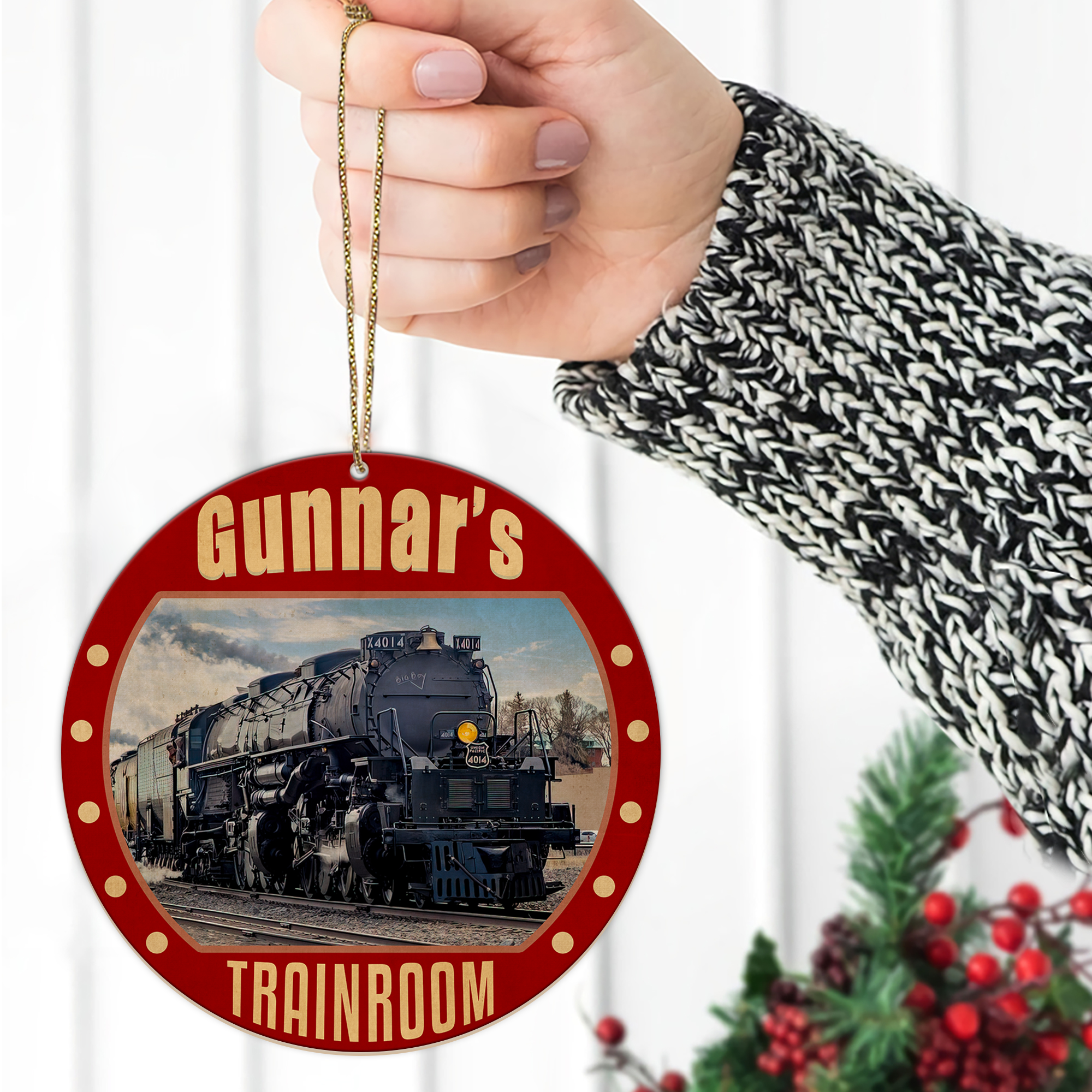 Union Pacific Big Boy 4014 Locomotive Ornament, Personalized Vintage Train Logo Christmas Decoration for Family Gift