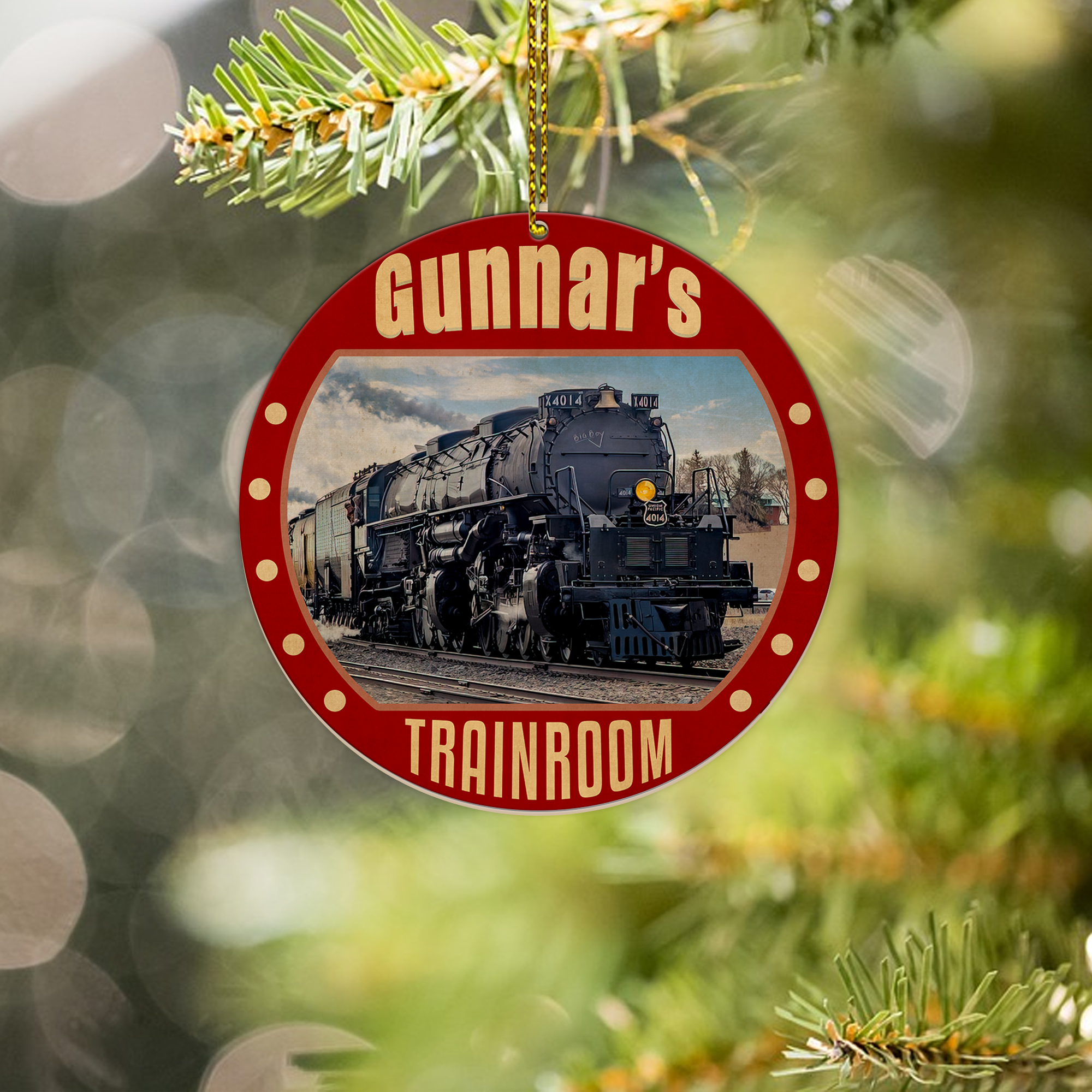 Union Pacific Big Boy 4014 Locomotive Ornament, Personalized Vintage Train Logo Christmas Decoration for Family Gift