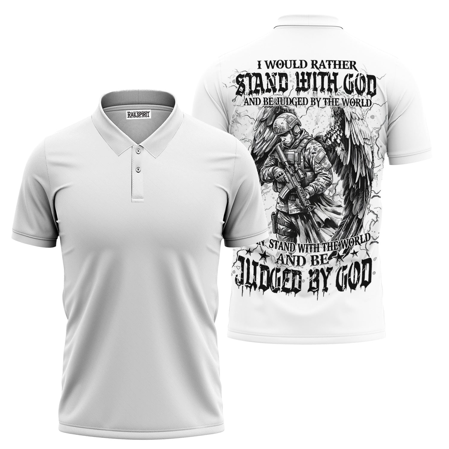 I Would Rather Stand With God T Shirt Christian Faith Veteran Angel Soldier Religious Jesus Military Tee, Gift Hoodie For Veteran