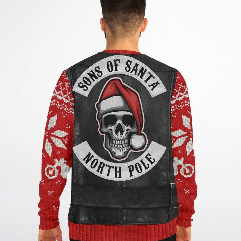 Sons Of Santa Ugly Christmas Sweater- Biker Ugly Christmas Sweatshirt, Ugly Christmas Sweater Ideas, Jumper, For Men And Women