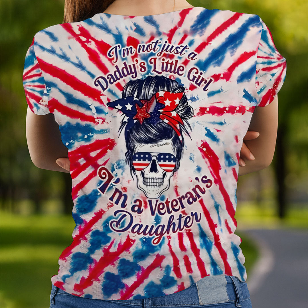 I’m Not Just a Daddy’s Little Girl, I’m a Veteran’s Daughter Shirt, Patriotic Skull Tie Dye Veteran Family Tee, Hoodie Gift For Her
