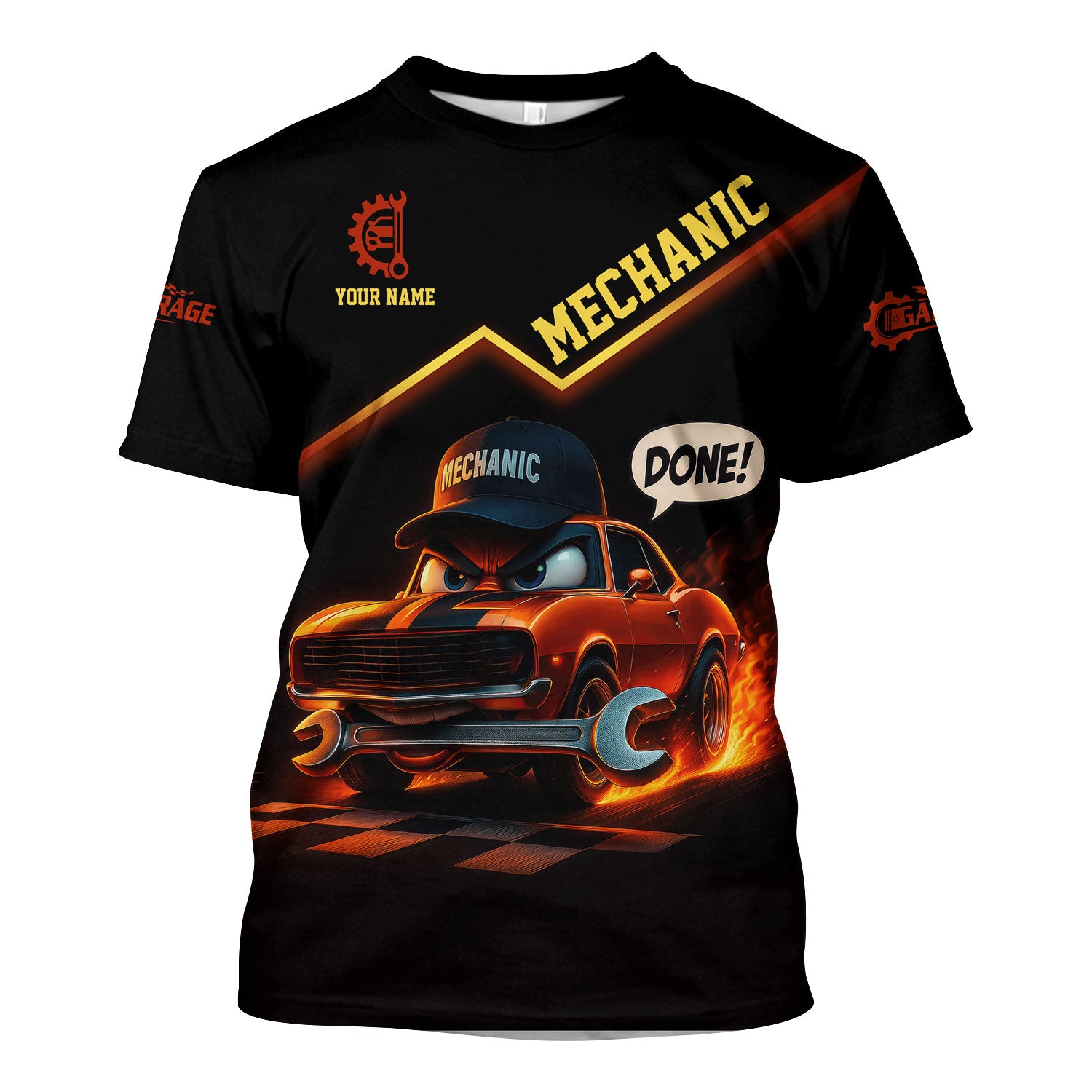 Personalized T-Shirt I'm A Mechanic I Don't Stop When I'm Tired I Stop When I'm Done Funny Car Design Shirt for Mechanics