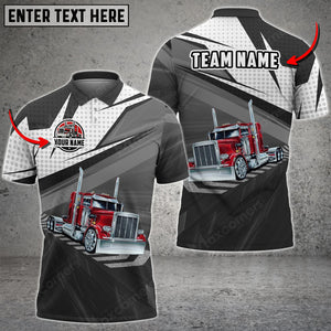 Personalized Name Trucking On The Road Polo Shirt, Gift For Truck Driver 4 Colors, Gift For Men & Women
