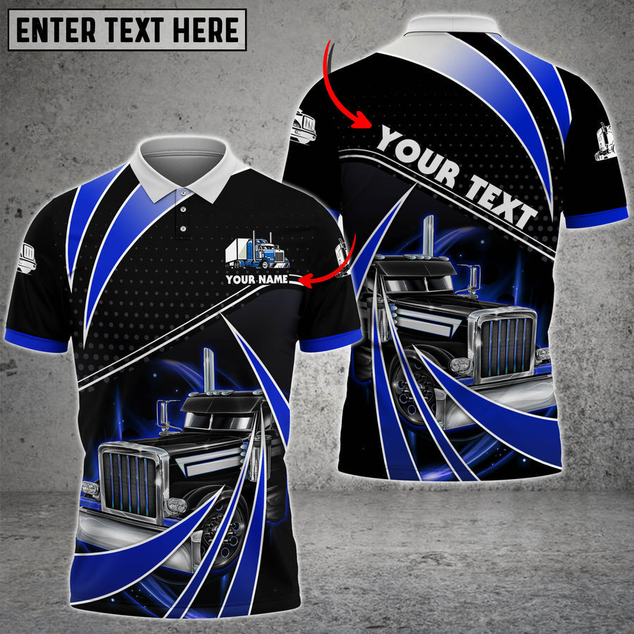 Personalized Name 3D Polo Shirt Truck Tornado Light For Truck Driver 4 Colors, Idea Gift For Men