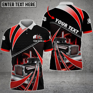 Personalized Name 3D Polo Shirt Truck Tornado Light For Truck Driver 4 Colors, Idea Gift For Men