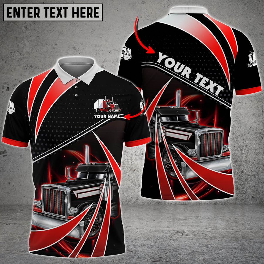 Personalized Name 3D Polo Shirt Truck Tornado Light For Truck Driver 4 Colors, Idea Gift For Men