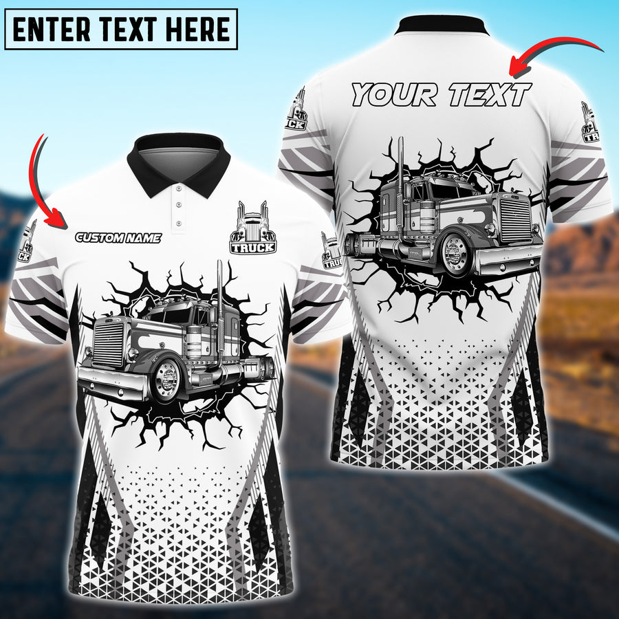 Personalized Name Truck Crack Multicolor Polo Shirt, Gift For Truck Driver, Best Gift For Men
