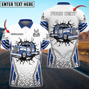 Personalized Name Truck Crack Multicolor Polo Shirt, Gift For Truck Driver, Best Gift For Men