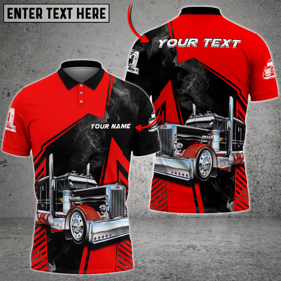 Customized Name Truck Smoke Multicolor Option 3D Polo Shirt, Perfect Gift for Truck Driver, Idea Gift For Men