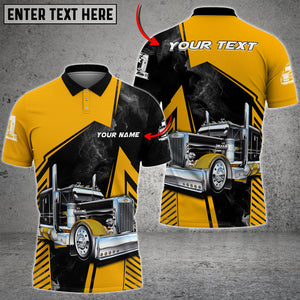 Customized Name Truck Smoke Multicolor Option 3D Polo Shirt, Perfect Gift for Truck Driver, Idea Gift For Men