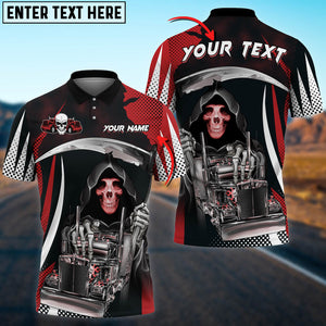 Personalized Name Truck Skull Reaper Multicolor 3D Polo Shirt For Truck Driver, Idea Gift For Trucker
