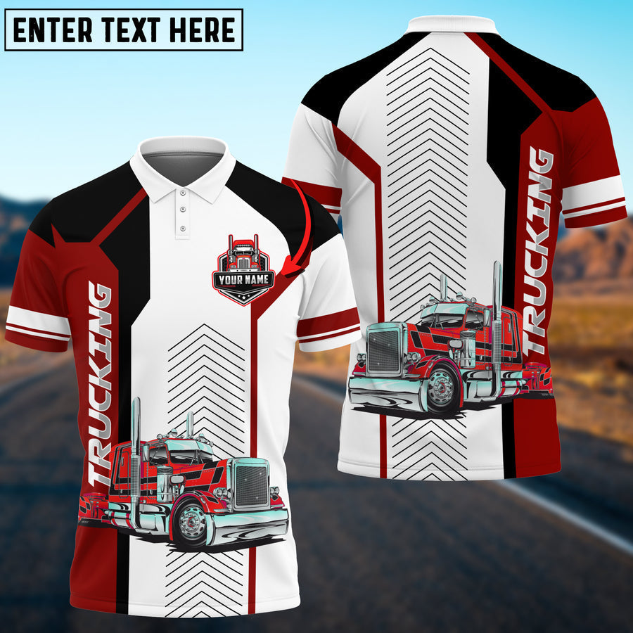 Personalized Name Trucking Sporty Pattern 3D Polo Shirt, Best Gift For Truck Driver Multicolor