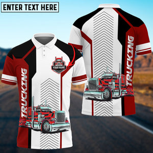 Personalized Name Trucking Sporty Pattern 3D Polo Shirt, Best Gift For Truck Driver Multicolor