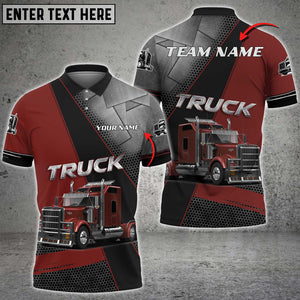 Personalized Name Truck Metal Multicolor Option Pattern 3D Polo Shirt, For Truck Driver, Gift For Him