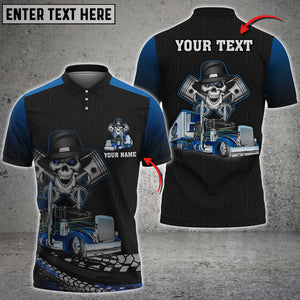 Personalized Name Lasfour Skull Trucking 3D Polo Shirt, Best For Truck Driver 4 Colors