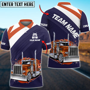 Personalized Name Truck Red White Multicolor Option Shirt, Team Shirt For Truck Driver, Truck Polo Shirt For Men & Women