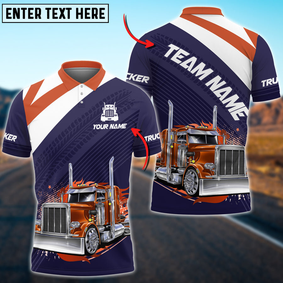 Personalized Name Truck Red White Multicolor Option Shirt, Team Shirt For Truck Driver, Truck Polo Shirt For Men & Women
