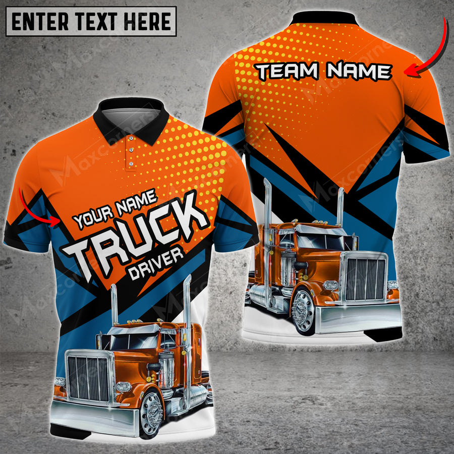 Personalized Name Truck Mix Multicolor Option Team 3D Polo Shirt, Gift For Truck Driver