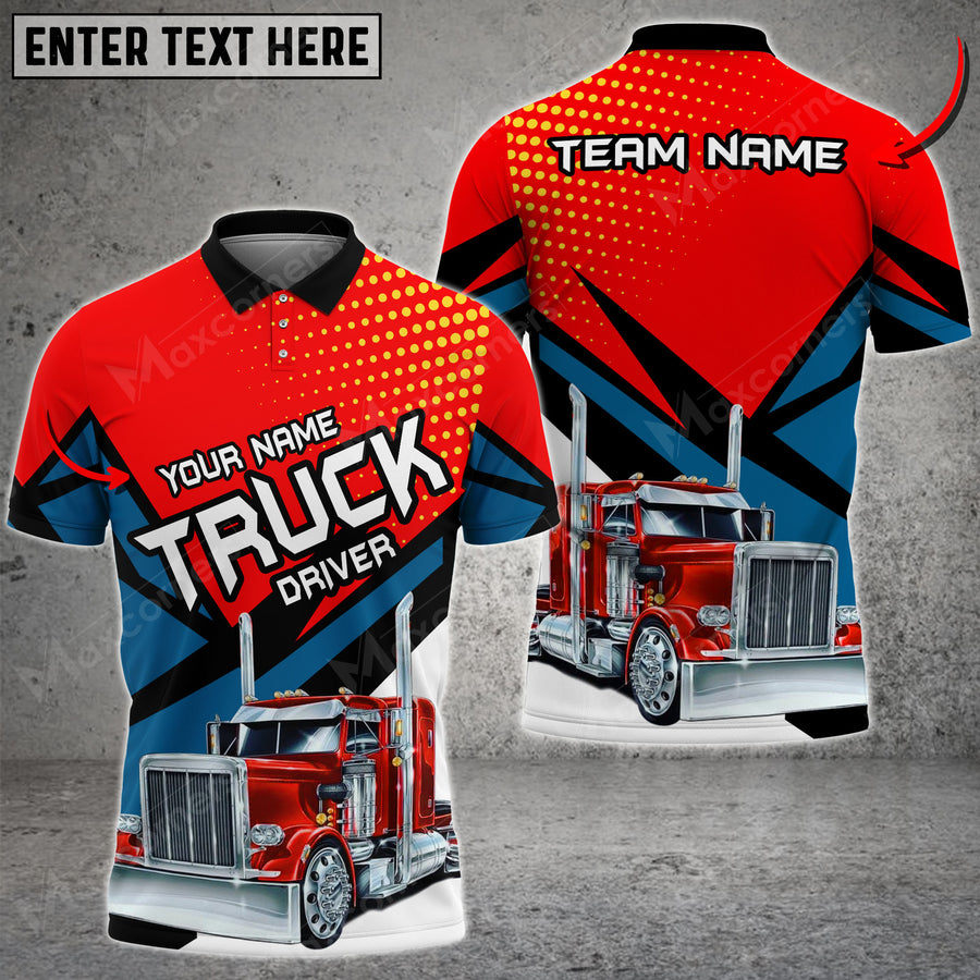 Personalized Name Truck Mix Multicolor Option Team 3D Polo Shirt, Gift For Truck Driver