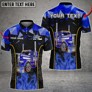 Personalized Name Truck Metal Pattern Multicolor Option Shirt, 3D Polo Shirt For Truck Driver