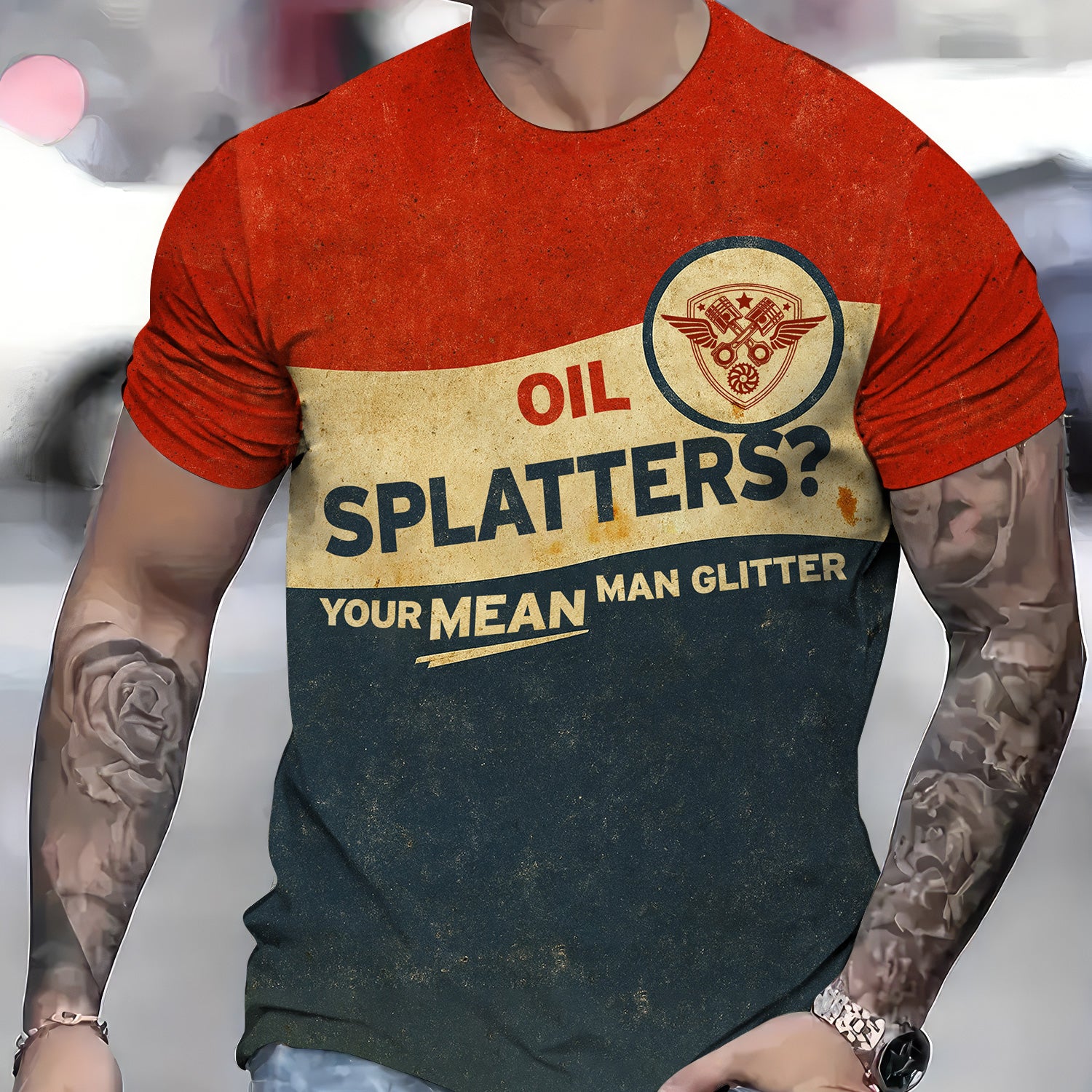 Oil Splatter Mechanic Shirt, Your Mean Man Glitter Mechanic Tee, Funny Vintage Graphic for Car Enthusiasts, Gift For Mechanic Lover, Men, Women