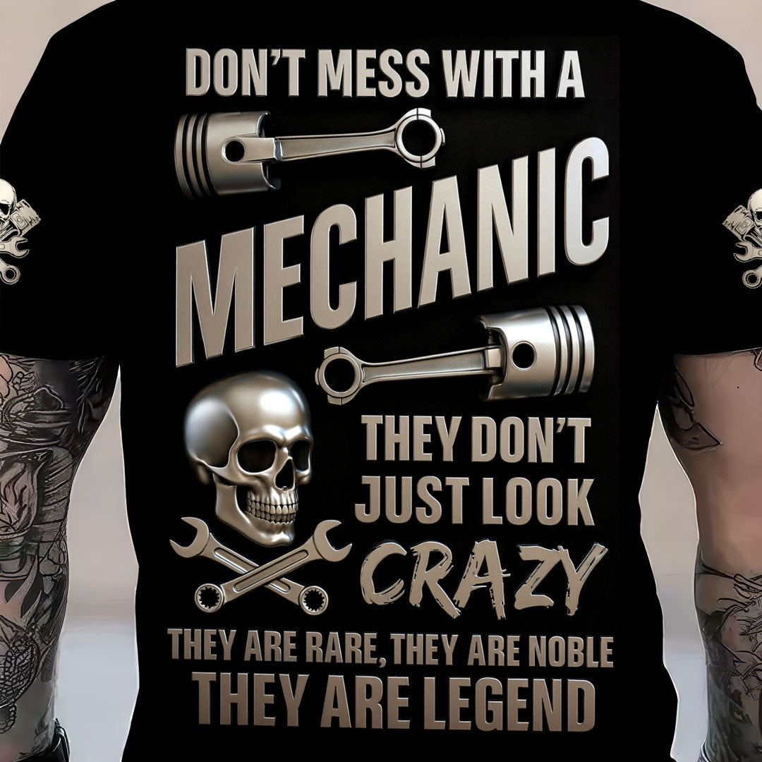 Funny Vintage Mechanic Shirt Don't Mess With A Mechanic Black T Shirt