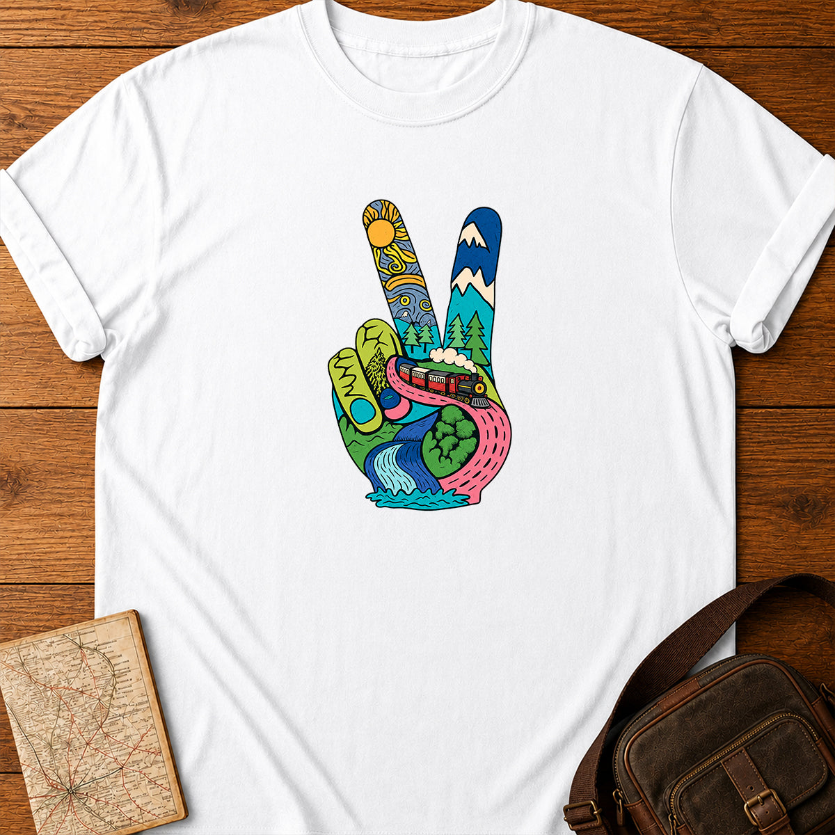 V-shaped Symbolizing Peace Nature Landscape T-shirt