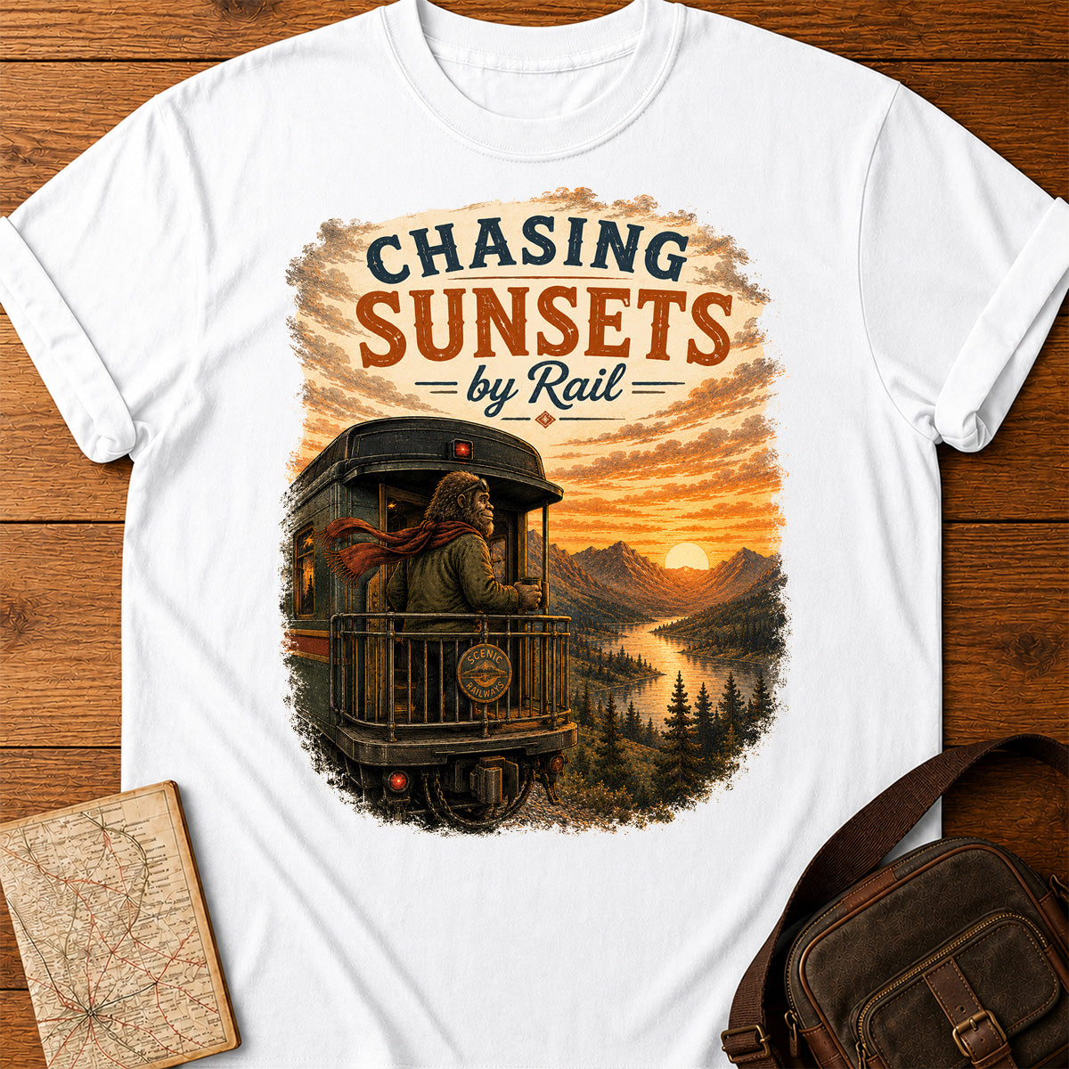 Chasing Sunsets By Rail T-shirt