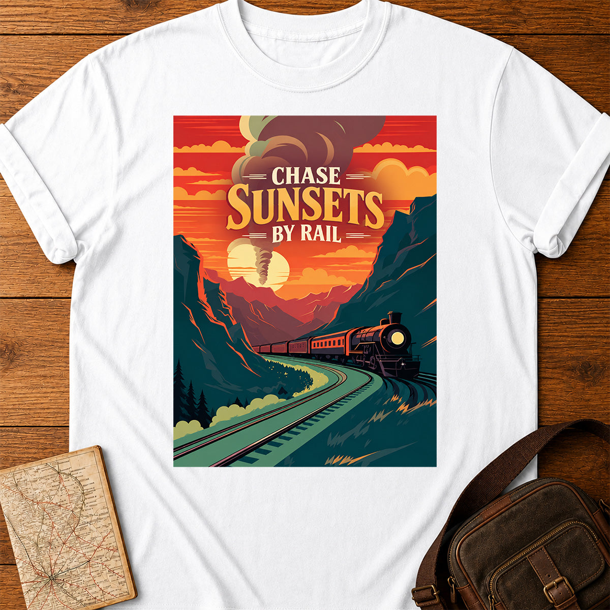 Mountain Bright Sunset Rail Chase T-shirt