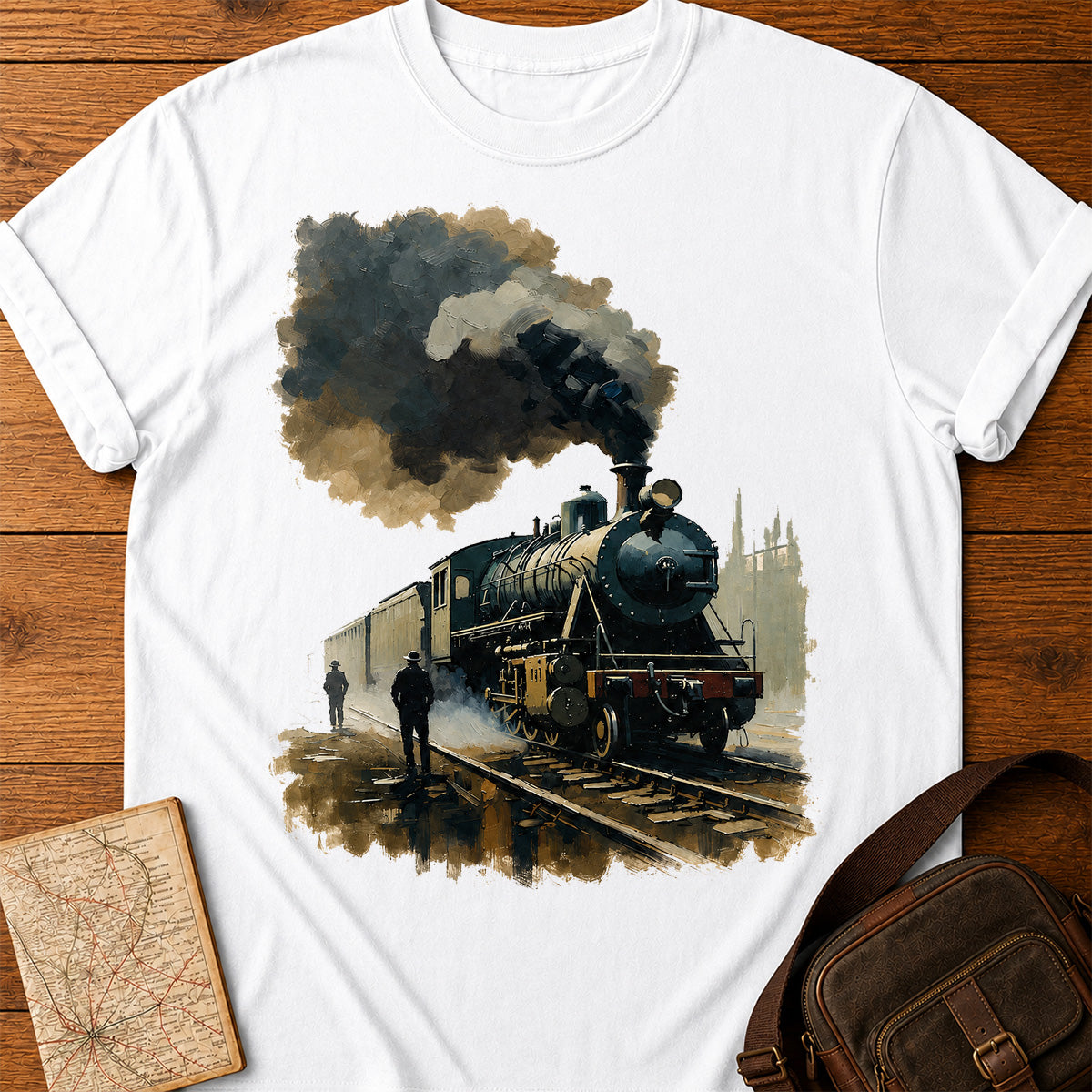 Classic Steam Locomotive Watercolor T-Shirt