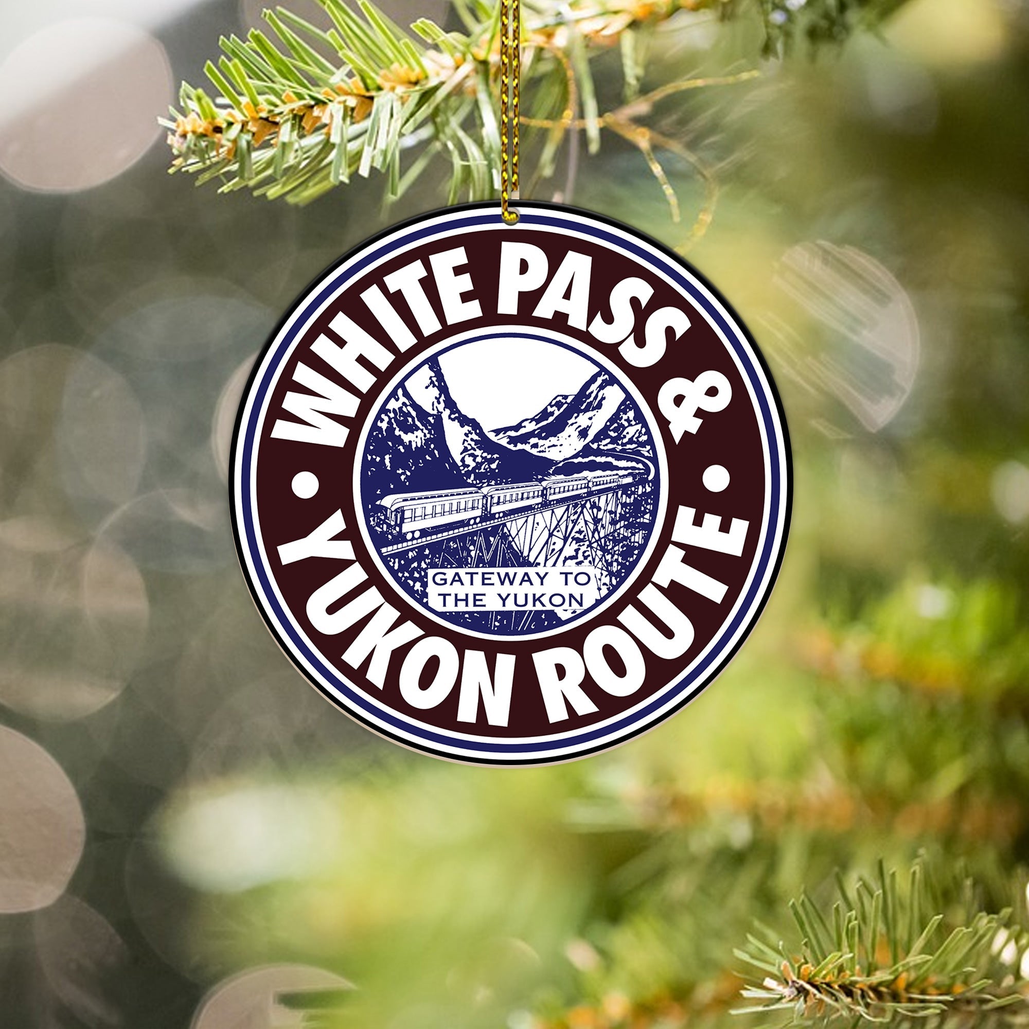 White Pass & Yukon Route Ornament, Vintage Railroad Logo Christmas Decoration, Gift for Train Lovers and Collectors