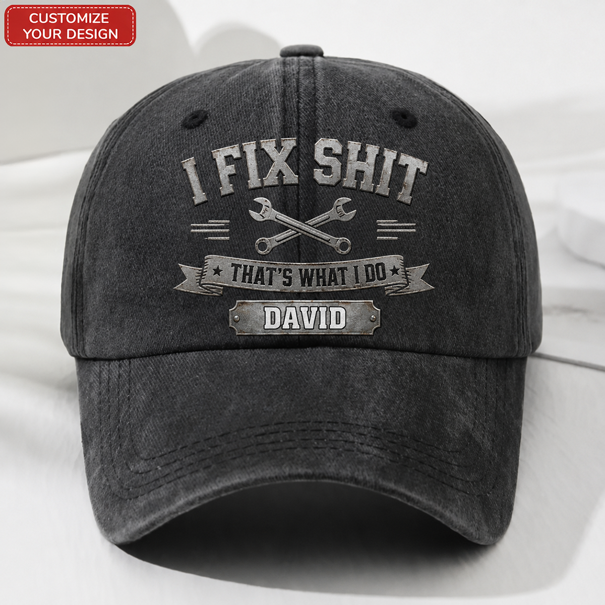 I Fix Shit That's What I Do Personalized Mechanic Hat Custom Name Baseball Cap Funny Wrench Auto Repair Gift for Men