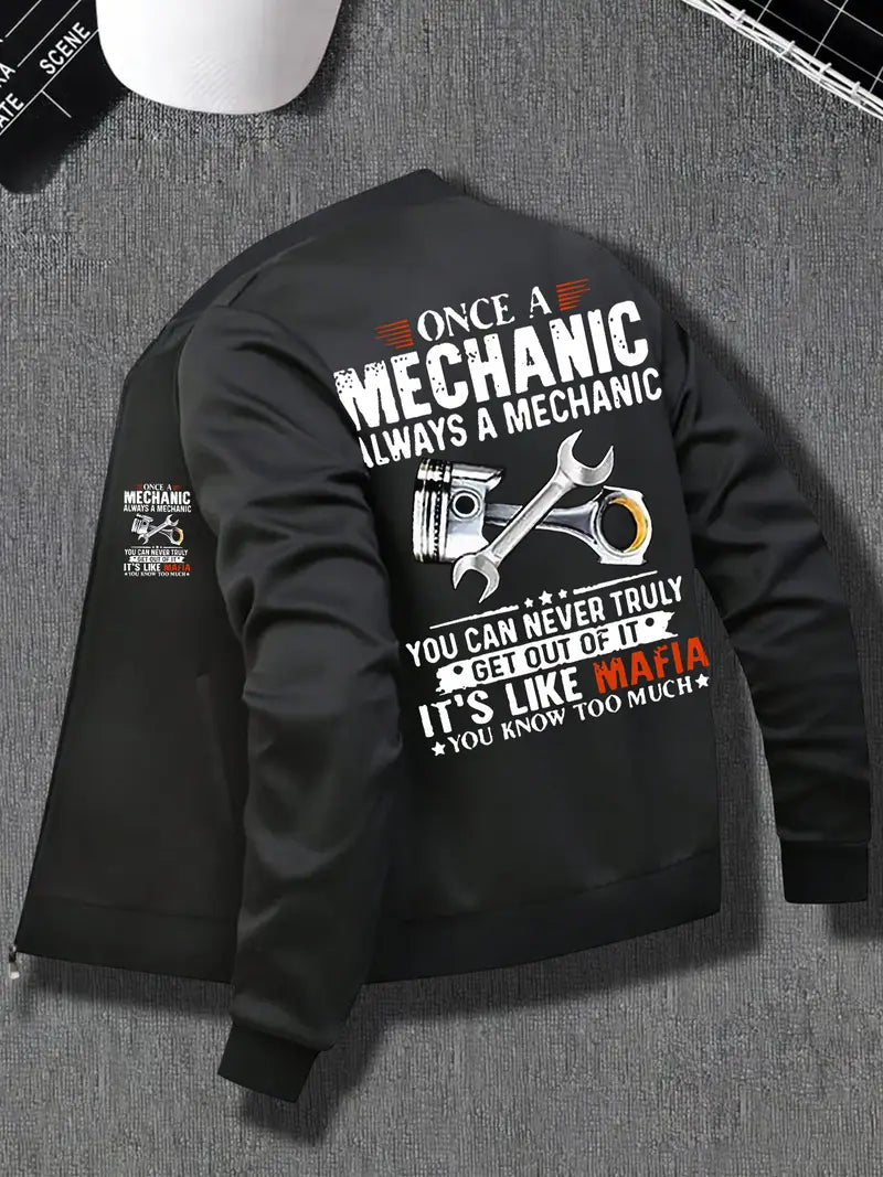 Mechanic Themed Polyester Sports Jacket for Men Once A Mechanic Always A Mechanic Jacket