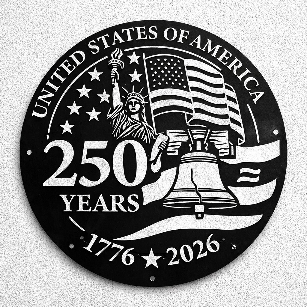 United States Of America 250 Years Metal Sign, 1776 2026 Patriotic Sign, US Flag Liberty Status Metal Sign