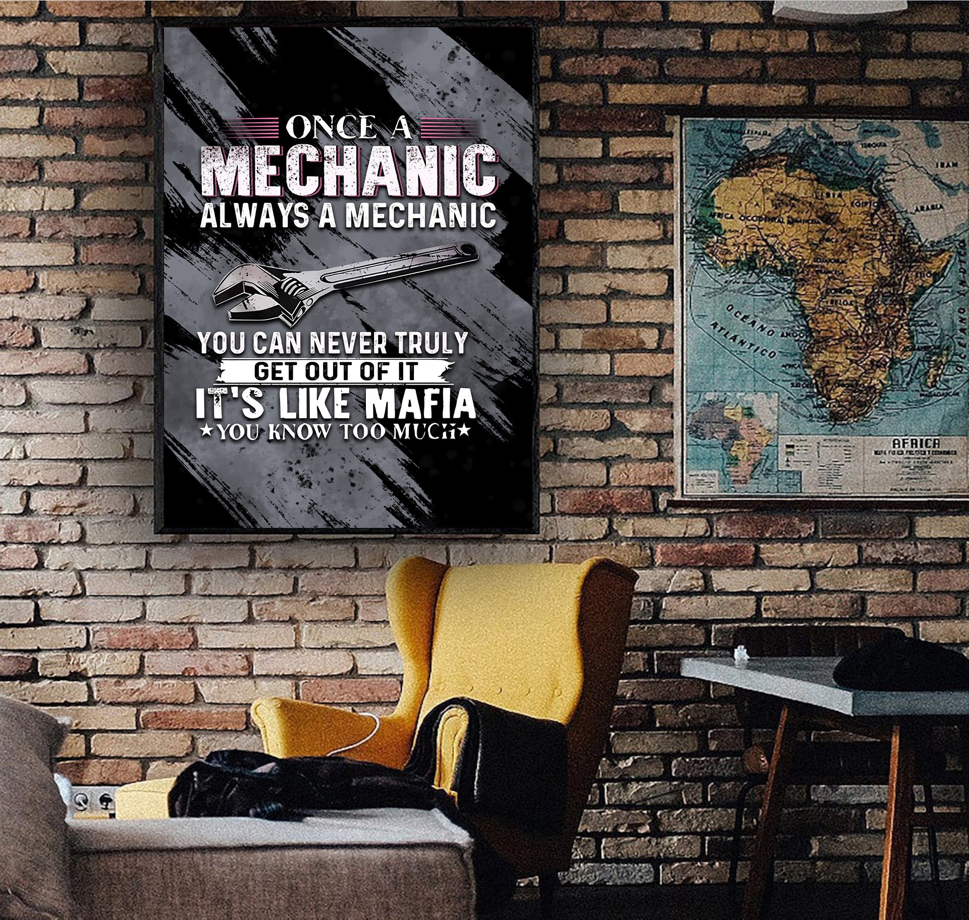 Once A Mechanic Always A Mechanic Canvas Funny Vintage Mechanic Canvas Wall Art