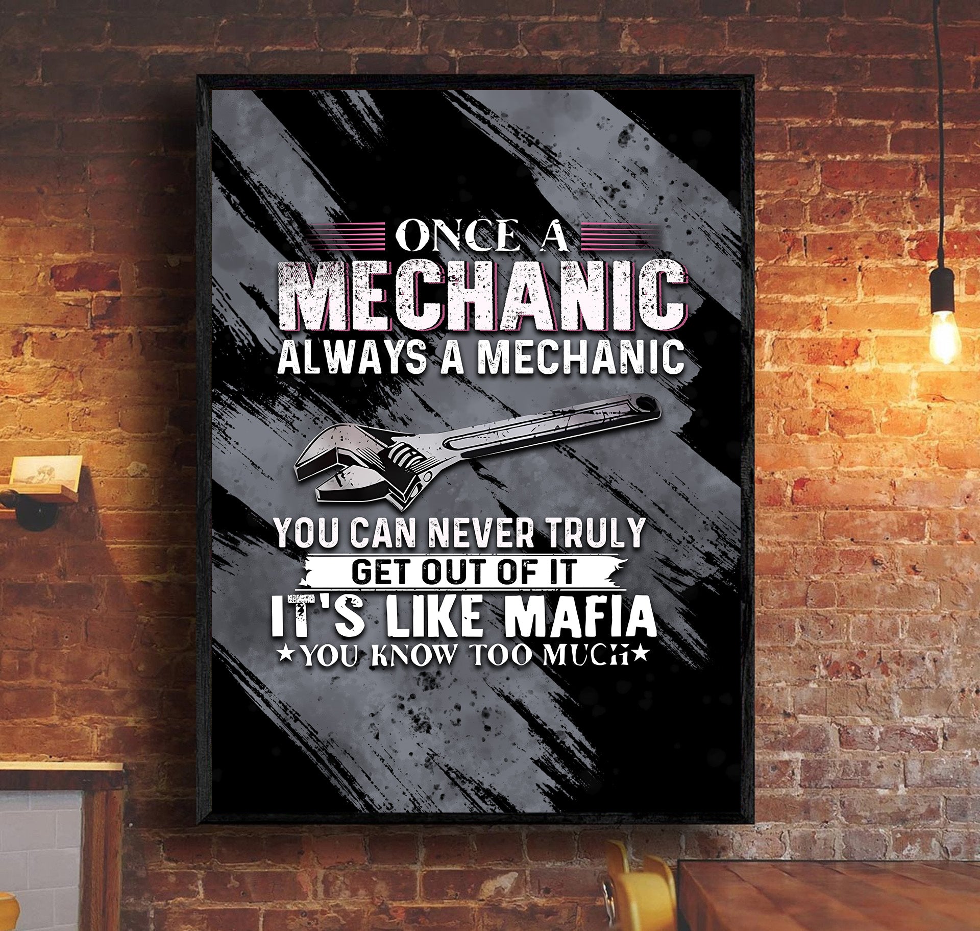 Once A Mechanic Always A Mechanic Canvas Funny Vintage Mechanic Canvas Wall Art