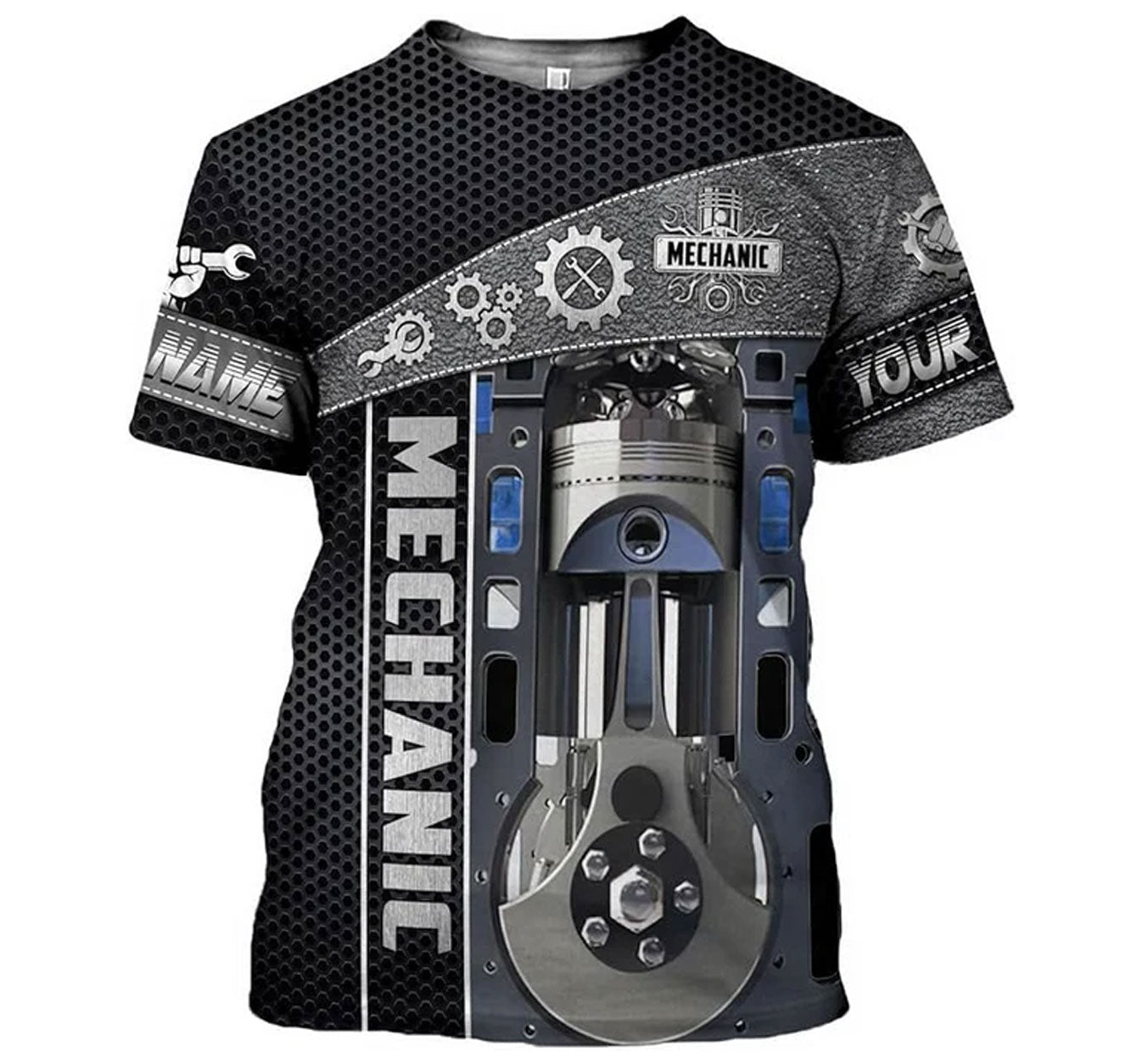 Custom Name Mechanic Shirt Mechanic Engine Unisex Printed T Shirt
